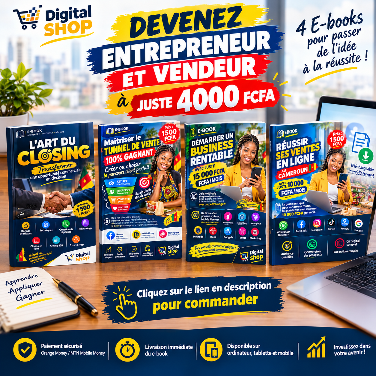 🚀 4 E-BOOKS POUR APPRENDRE À VENDRE, ENTREPRENDRE ET CONVERTIR !